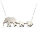 Mother and Two Baby Elephants Necklace