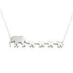 Mother and Four Baby Elephants Necklace