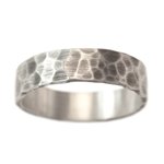 Wide Rustic Hammered Wedding Band