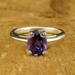 Oval Amethyst Ring in White Gold