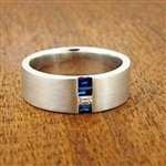 Night and Day Wedding Band with Diamond and Sapphire