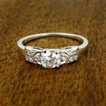 Vintage Engagement Ring with Geometric Side Stone Pattern, circa 1950