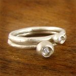 Delicate Nest Diamond Engagement Ring - Silver