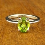 Oval Peridot Ring in White Gold