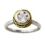 Nested White Topaz Engagement Ring with Gold Nest