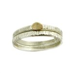 Delicate Silver Band with Gold Nugget