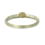 Delicate Silver Band with Gold Nugget