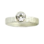 White Topaz Hammered Engagement Ring