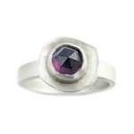 Silver Disc Garnet Engagement Ring